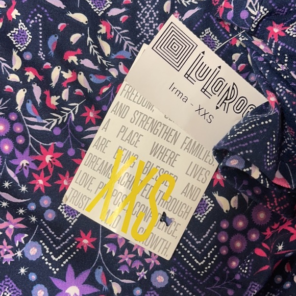 LuLaRoe New XXS Blue Floral Irma Shirt NWT - Picture 5 of 8